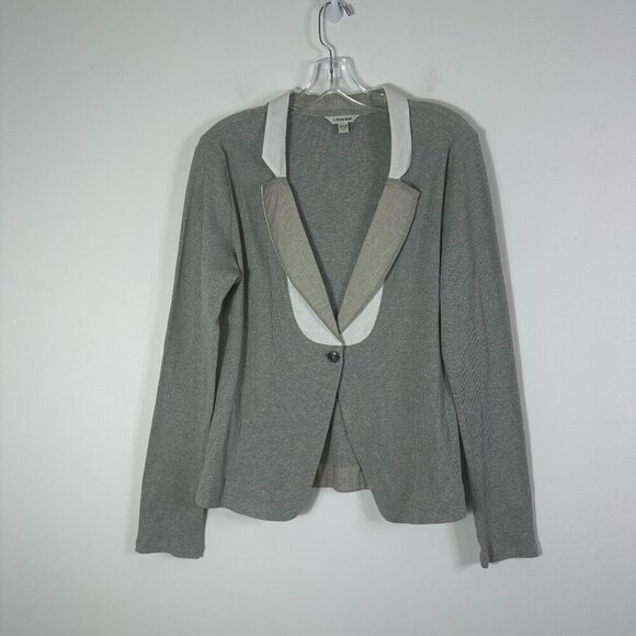 New J. Peterman Women's Size XL Gray Single Button Front V Neck Shirt Cardigan - Picture 2 of 12